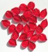 25 18x13mm Transparent Red Glass Leaf Beads
